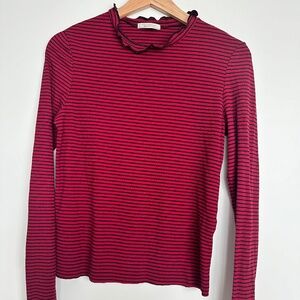Red w/ black thin striped, long sleeve Zara shirt